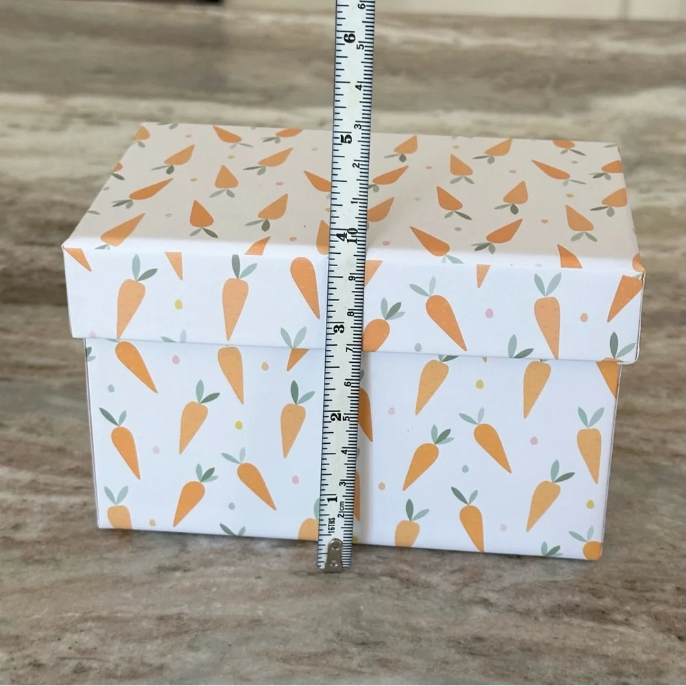 Set of 3 Decorative Carrot Print Gift Boxes / Storage Boxes - Spring Easter